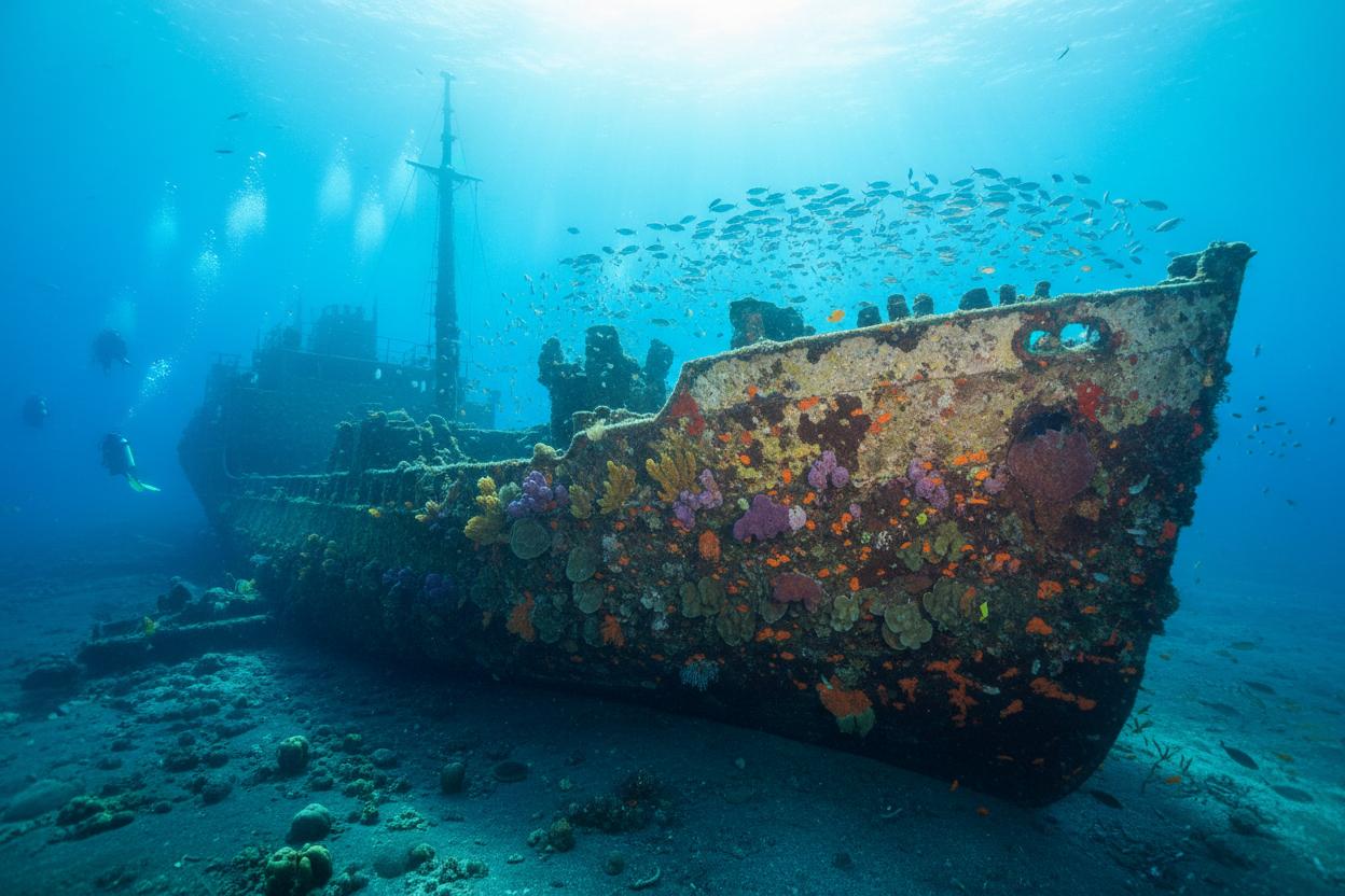 USAT Liberty Wreck, World-famous wreck dive in Tulamben, Bali